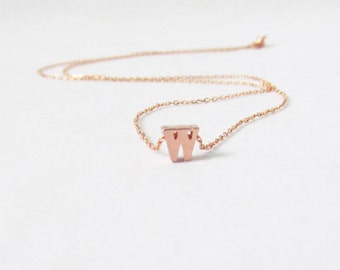 rose gold initial necklace, rose gold letter necklace, rose gold alphabet necklace, rose gold monogram necklace,