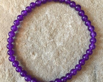 Amethyst semi precious gemstone 4mm bracelet