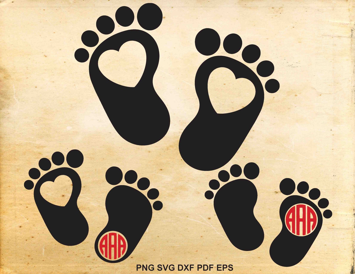 Baby monogram svg Baby feet svg Nursery svg Baby feet