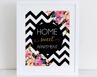 Home Sweet Apartment Printable Art Print Floral Wall Instant Download Home Sweet Apartment Printable Art Print Floral Wall Instant Download