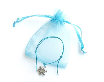 Snowflake Bracelet and Gift Bag - 8 Colours Available - Pink Purple Turquoise Yellow Red Green Black White - Frozen Party Bags Hen Night
