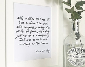 Lana Del Rey Print, Song Lyrics Print, Chameleon Soul