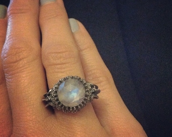 Moonstone Sterling Silver Statement Ring Size 5
