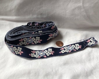 Vintage Blue Floral Embroidered Ribbon Bundle