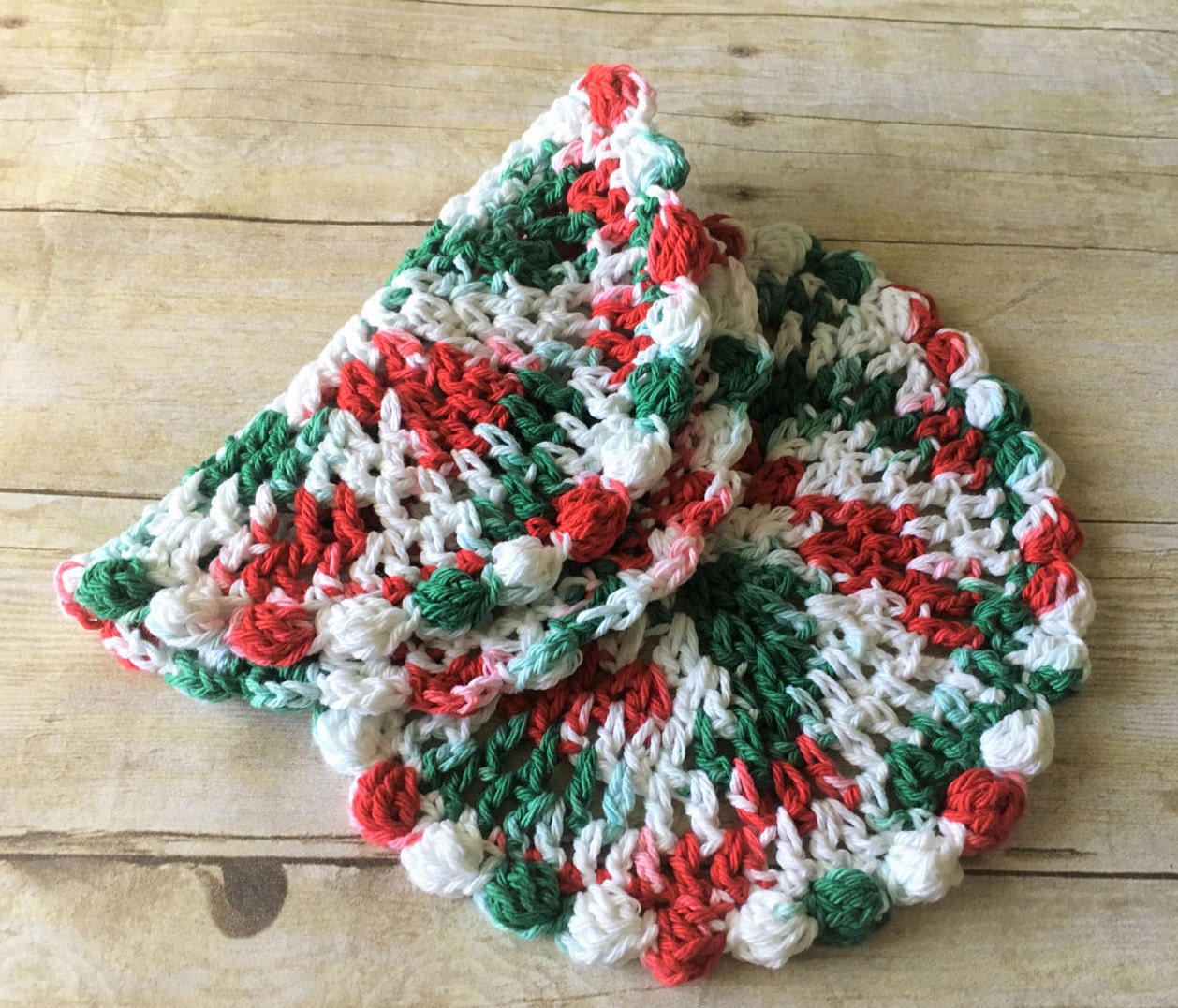 Christmas Crochet Dishcloth Red Green Crochet Dish cloth