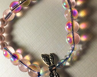 PINK DRAGONFLY Beaded Bracelet
