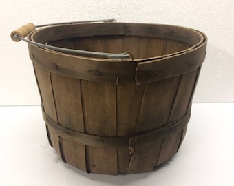 Vintage Split Wood Basket Rustic Fruit Egg Gathering Farm Primitive