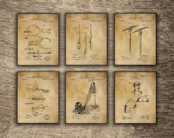 Mining Tools Set of 6 Prints, Mining Poster, Mining Printable, Gift for Miner, Mining Group of 6 Patents - INSTANT DOWNLOAD -