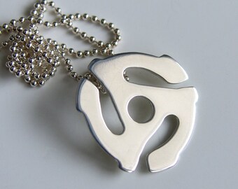 45 rpm Adapter Sterling Silver Necklace Retro 70's Necklace