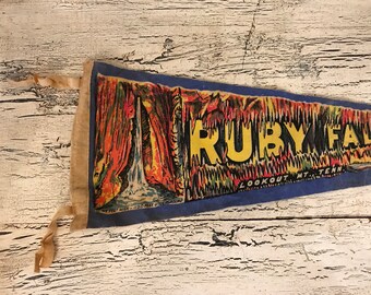 Vintage Felt Souvenir Pennant - Ruby Falls, TN - 1930s