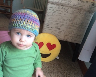 Rainbow Hat Crochet | Multiple sizes | Rainbow baby hat | Crochet rainbow beanie