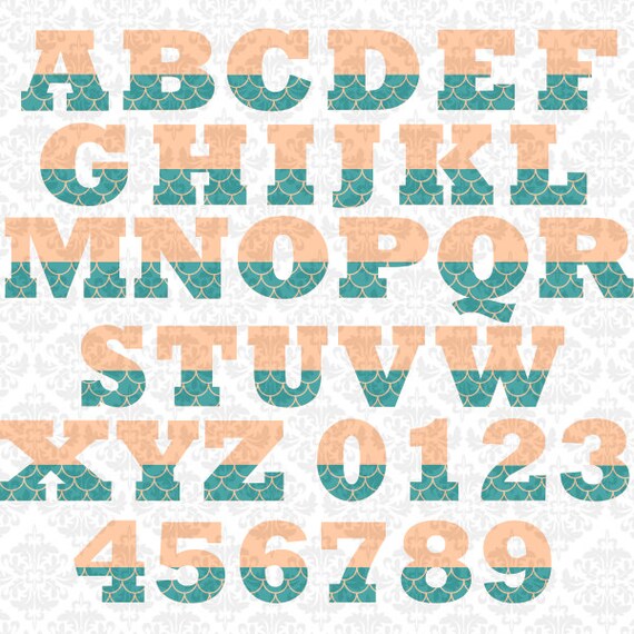 Mermaid Tail Fin Alphabet Letters Summer SVG STUDIO Ai EPS