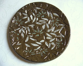 Chocolate Brown Pottery Spoon Rest or Dish