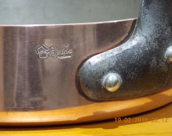 Professional Quality 3 mm Copper Saute Saucepan-9.5 inch Diameter , Maker Le Jeune vintage French copper pots and pans