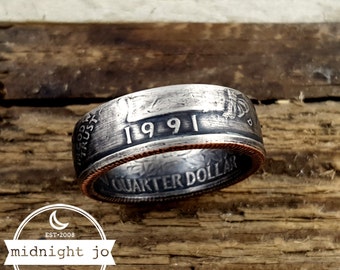1991 Coin Ring - US Quarter Coin Rings - Double Sided Coin Ring - Coin Jewelry - Anniversary Gift - Birthday Gift for Her - 1991 Jewelry