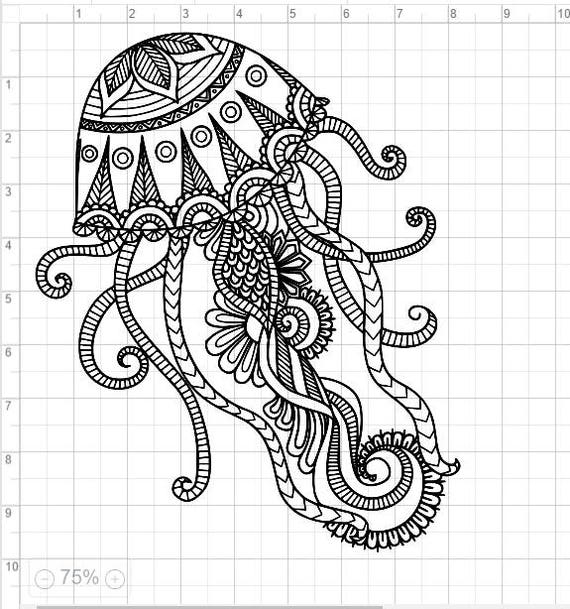 Download Mandala Style Jellyfish SVG PDF EPS Dxf & Studio 3 Cut Files