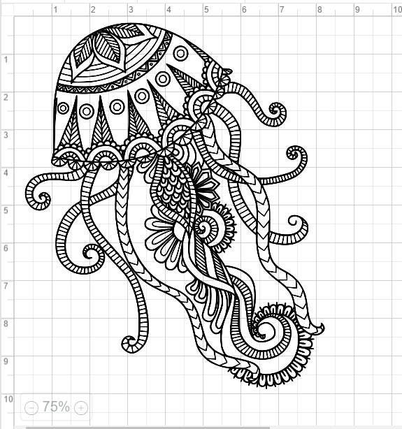 Mandala Style Jellyfish SVG PDF EPS Dxf & Studio 3 Cut Files