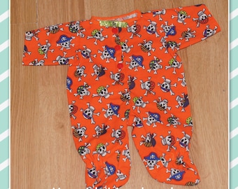 Cabbage Patch Doll Clothes - Holloween Romper - Orange with Skulls