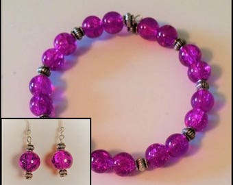 Magenta Galaxy Bracelet and Earring Set