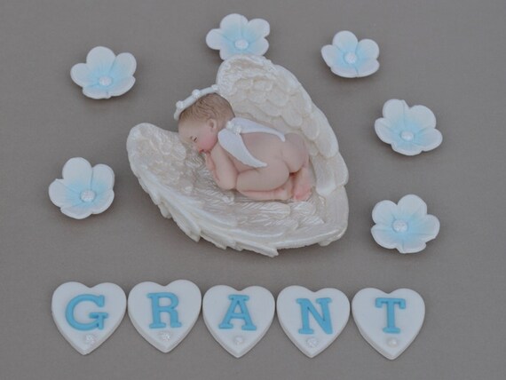 Edible Baby Angel Christening Cake Topper Baby Boys Baptism