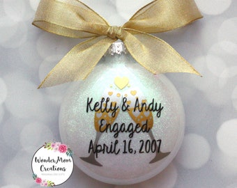 Engagement Champagne Christmas Ornament; Personalized Engagement Ornament; Just Engaged Ornament; Engagement Gift Ornament