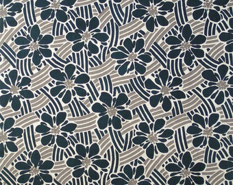 Hand Printed Linen Fabric - One Yard - Block Printed by Hand