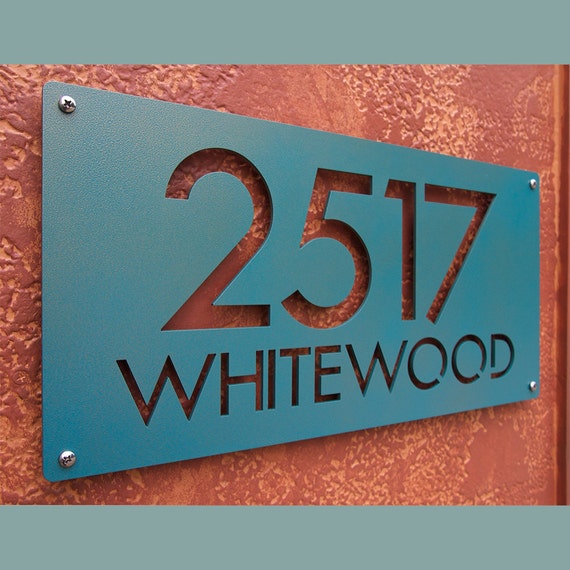 CUSTOM Modern Deluxe Address Sign in Powder Coated Aluminum
