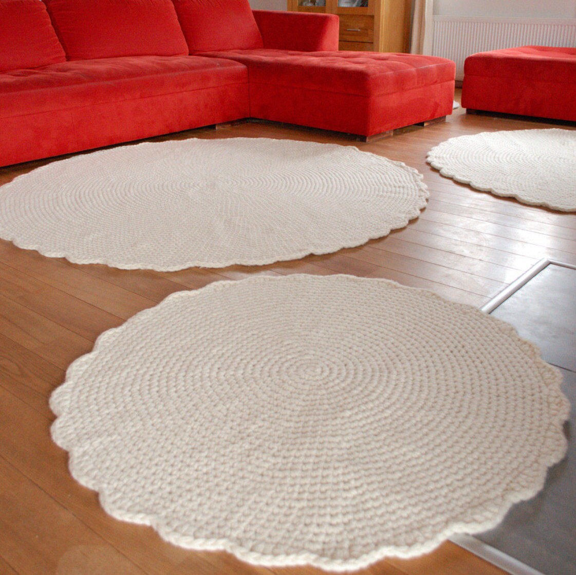 Large area rug Crochet Wool Round Rug Wool carpet Crochet