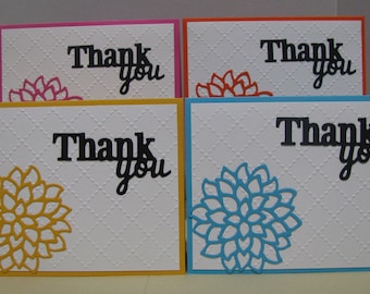 Handmade Thank You Cards with Matching Envelopes (Set of 4)