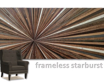 Reclaimed Wood Wall Hanging Art Sculpture Starburst Frameless Large Transistional Rustic Modern Farmhouse Abstract Infinity Point Unique