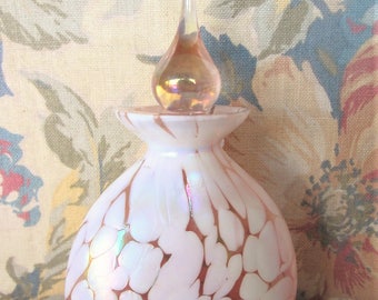 Pink Hand Blown Perfume Bottle Home Stem Stopper Vanity Home Decor Mothers Day Housewarming Gift Idea