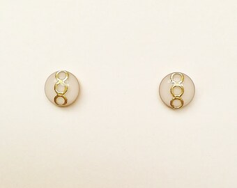 Tiny White Stud Earrings, Small White Resin Earrings, Ivory Retro Stud Earrings, Hypoallergenic, Resin Jewelry, For Her