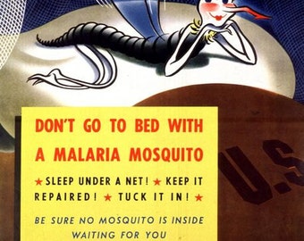 Vintage World War 2 Anti Malaria Poster A3 Print