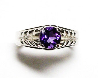 Amethyst, amethyst ring, birthstone ring, solitaire ring, purple ring, purple, s 7 "Crazy about you"