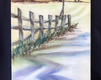 The Old Fence 12 x 18 Original Watercolor Batik