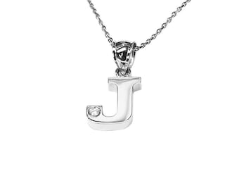 SNP07d Silver One Initial Name Necklace with a Diamond