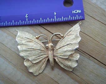 Vintage BSK Signed Gold Butterfly Pin of Brooch