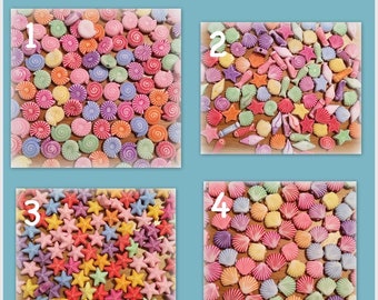 Beach beads READY TO SHIP! seaside shell beads, starfish beads, nautical theme beads, plastic, conch ocean beads for jewelry making scale