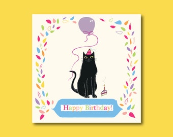 Funny Black Cat Birthday Card