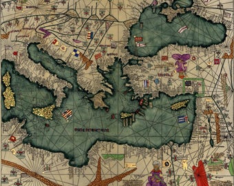 Cresques Catalan Atlas; World Map; 1387; Antique Map; Plate 3 of 3