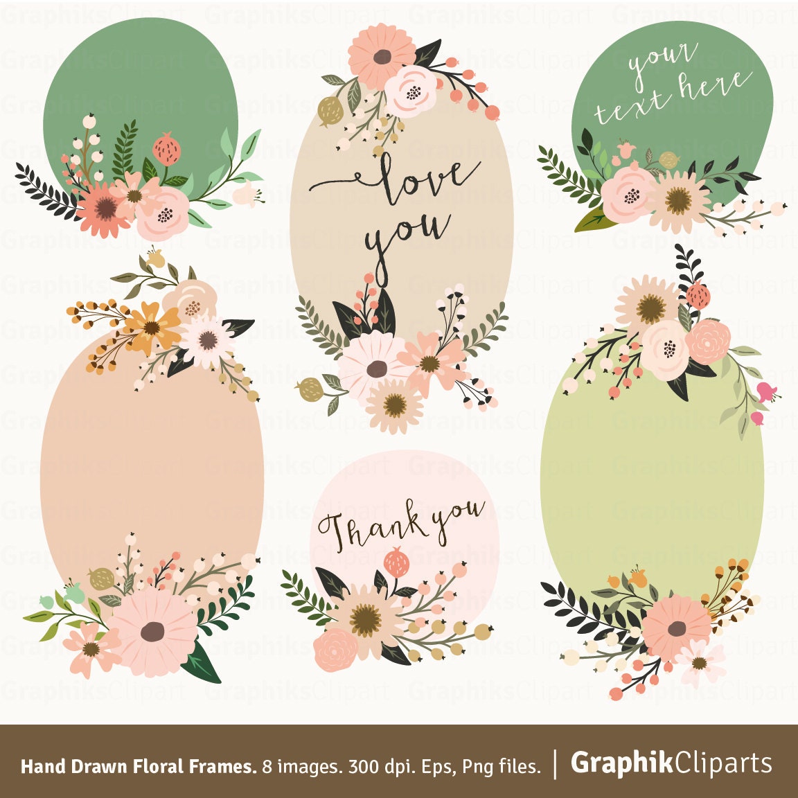 Hand Drawn Floral Frames Clip Art Rustic Wedding Stationery Hand Drawn Floral Frames Clip Art Rustic Wedding Stationery
