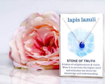 Lapis Lazuli Necklace / Healing Crystal Jewelry / Gemstone Necklace / Gift for Her / Bridesmaid Gift / Delicate Necklace / Minimalist