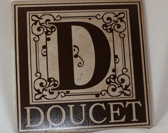 Ceramic Tile Name Plate with Initial and the Last Name with Ceramic Tile Name Plate with Initial and the Last Name with