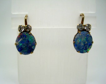 Vintage opal and white sapphire earrings