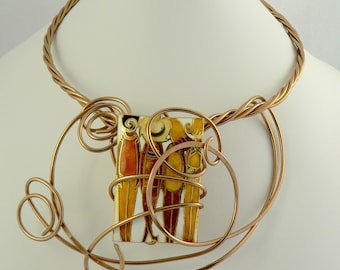 Copper and gold ,Unique wearable art.Big and Bold.
