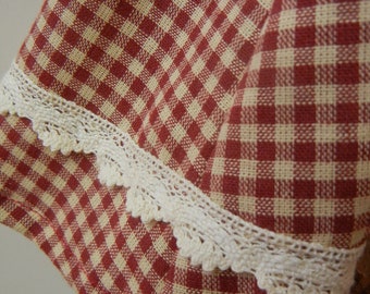 American Girl Doll Handmade Gingham Pinafore Dress Lace Trim 1940s Era Period Baby AG 18 inch Clothes Accessory
