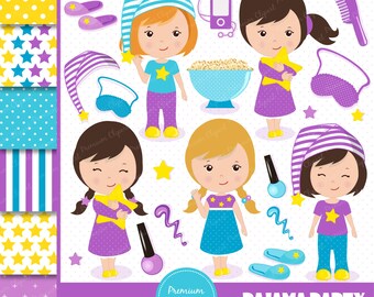 Sleepover party clipart, Pajama party clipart, Slumber clipart, Sleepover party clipart, Sleepover clipart, Sleepover - CL108