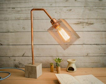 Industrial concrete copper table lamp, Industrial lamp, Table lamps, Copper lamp, Edison lamp, Concrete light, Table lamp, Model "Lamp CC01"