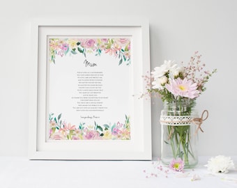 Personalised Mum Print - Mummy Poem - Mum Print - Mother Poem - Mother Print - Personalised Print - Mum Gift - Mother Gift (UNFRAMED)
