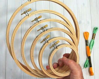 Darice Embroidery Hoops, Round - Basic Wood Hoops for Embroidery, Cross Stitch, Needlework, Hoop Art